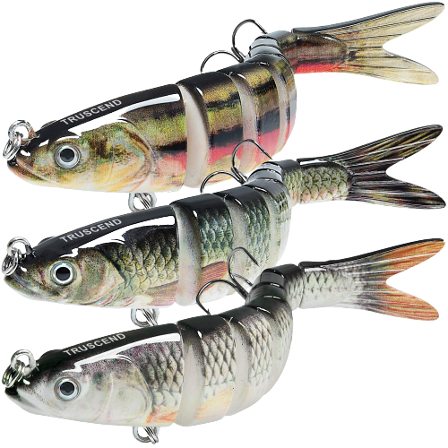Natural Look Multi-jointed Swimbaits - Slow Sinking Bionic Swimming Lures (Set of 3)