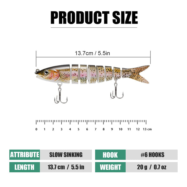 Colorful Multi-jointed Swimbaits - Slow Sinking Bionic Swimming Lures (Set of 3)