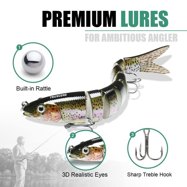 Colorful Multi-jointed Swimbaits - Slow Sinking Bionic Swimming Lures (Set of 3)