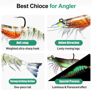 Pre-Rigged Crayfish Shrimp Soft Lures with VMC Hook - Realistic Trout Bait (Set of 6)