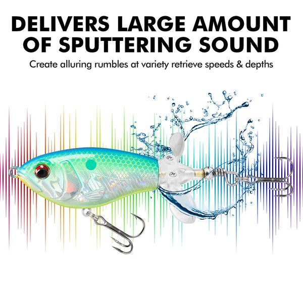 Plopper Fishing Lure with Propeller Tail - Hard Lure With BKK Hooks (Set of 3)