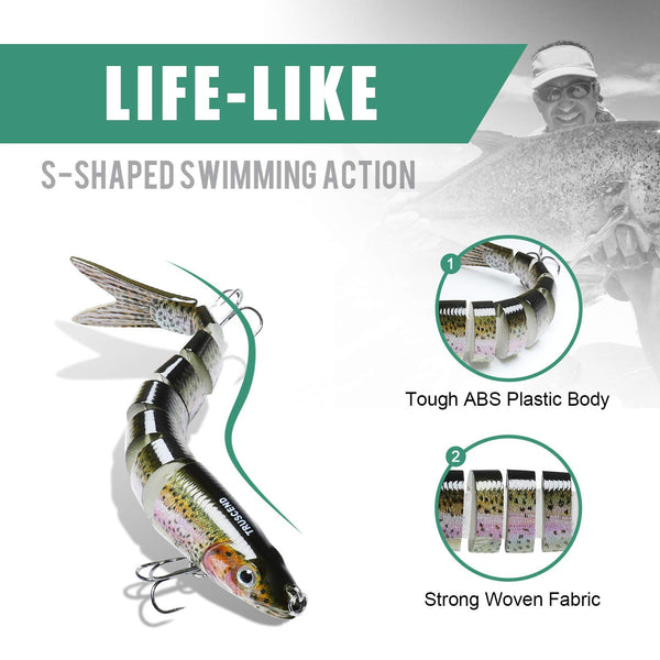 Colorful Multi-jointed Swimbaits - Slow Sinking Bionic Swimming Lures (Set of 3)