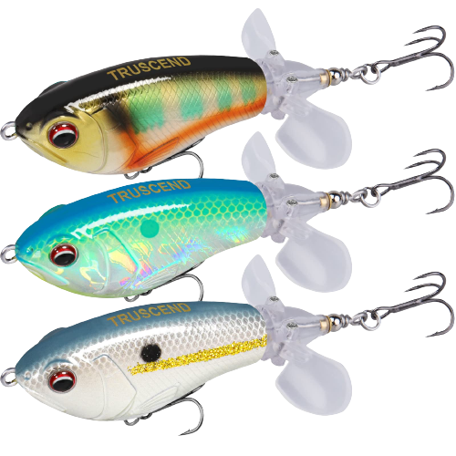 Plopper Fishing Lure with Propeller Tail - Hard Lure With BKK Hooks (Set of 3)