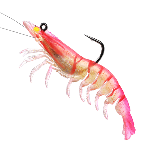 Pre-Rigged Crayfish Shrimp Soft Lures with VMC Hook - Realistic Trout Bait (Set of 6)