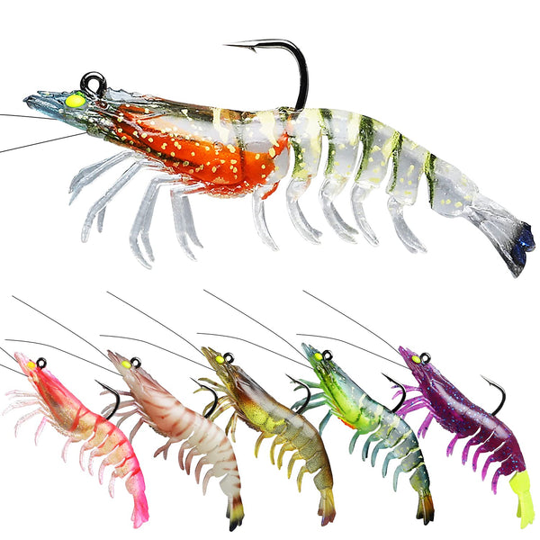Pre-Rigged Crayfish Shrimp Soft Lures with VMC Hook